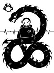 ambiguous_gender duo eye_symbol feral feral_focus fire open_mouth scales silhouette simple_background spacesuit spade_tail spines sun tail white_background sunnyclockwork welcome_to_night_vale human mammal reptile scalie snake 2015 black_and_white digital_drawing_(artwork) digital_media_(artwork) hi_res monochrome