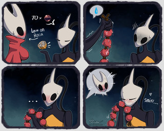 4_fingers anal_beads anthro black_body black_eyes blush blush_lines bodily_fluids breasts cloak clothing duo ellipsis female fingers genital_fluids heart_symbol red_cloak red_clothing sex_toy sniffing text azura_inalis hollow_knight:_silksong hollow_knight_(franchise) team_cherry hornet_(hollow_knight) shakra_(hollow_knight:_silksong) arachnid arthropod insect spider 2025 comic english_text hi_res