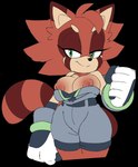 anthro bare_shoulders big_breasts big_tail black_nose breast_squish breasts clothing exposed_breasts eyebrows eyelashes female female_anthro fingers fist fluffy fluffy_tail footwear fur handwear huge_tail looking_at_viewer looking_back looking_back_at_viewer markings multicolored_body multicolored_fur narrowed_eyes red_body red_ears red_fur red_stripes red_tail ring_(marking) ringed_tail smile smirk solo squish striped_markings striped_tail stripes suggestive_look tail tail_markings tail_motion tailwag tuft two_tone_tail wide_hips ravrous jackie_the_red_panda_(jaydiman) ailurid mammal red_panda absurd_res hi_res