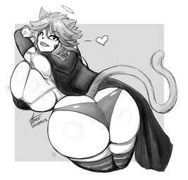 big_breasts big_butt breasts butt butt_focus cape clothing facial_markings female hair halo head_markings heart_symbol huge_breasts huge_butt huge_thighs looking_at_viewer looking_back looking_back_at_viewer markings open_mouth open_smile panties rear_view short_hair smile smiling_at_viewer solo tail text thick_thighs underwear glubtastic fairy_tail millianna_(fairy_tail) animal_humanoid cat_humanoid felid felid_humanoid feline feline_humanoid humanoid mammal mammal_humanoid 2025 hi_res monochrome signature