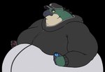 anthro belly big_belly clothed clothing controller fin game_controller green_body green_scales hat headgear headwear holding_controller holding_object joycon_controller male moobs morbidly_obese morbidly_obese_anthro morbidly_obese_male nintendo_controller obese obese_anthro obese_male overweight overweight_anthro overweight_male scales simple_background solo tan_body tan_scales transparent_background eddy_okapi nintendo nintendo_switch splatoon cohozuna fish king_salmonid marine salmonid_(splatoon) alpha_channel