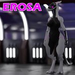 1:1 3d_(artwork) belly black_belly blender_(artwork) blender_cycles blurred_background digital_media_(artwork) erosa female glass hi_res machine metal_arm pink_eyes qtpie- robot solo space synth_(vader-san) tail tall white_body