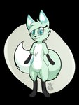 anthro blep female fur green_body green_fur hair light_body light_fur looking_at_viewer mint_fur simple_background smile solo tail tongue tongue_out white_body white_fur mancoin chikn_nuggit slushi_(chikn_nuggit) canid canine fox mammal true_fox 3:4 alpha_channel digital_media_(artwork) hi_res signature