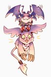 :3 anthro carrying_another claws duo feral flying fur grey_body grey_fur male smile wings yellow_eyes nuitt bandai_namco digimon demidevimon digimon_(species) gazimon hi_res