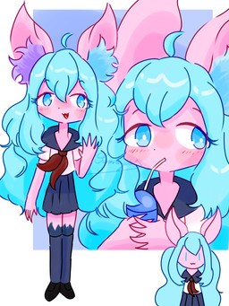 5_fingers adolescent anthro asian_clothing beverage blue_background blue_body blue_bottomwear blue_clothing blue_eyes blue_fur blue_hair blue_inner_ear_fluff blue_legwear blue_skirt blush bottomwear clothed clothing drinking drinking_straw east_asian_clothing eyebrow_through_hair eyebrows eyelashes eyelashes_through_hair female fingers fully_clothed fur gesture hair holding_beverage holding_object inner_ear_fluff japanese_clothing japanese_school_uniform legwear long_hair looking_back open_mouth pink_body pink_ears pink_fur purple_inner_ear_fluff school_uniform serafuku simple_background skirt solo standing teeth topwear translucent translucent_hair tuft uniform waving waving_at_viewer white_background white_clothing white_topwear young young_anthro young_female conditional_dnp xammyxx lily_(xammyxx) bat mammal 2025 3:4 absurd_res digital_media_(artwork) hi_res ibispaint_(artwork) shaded signature watermark