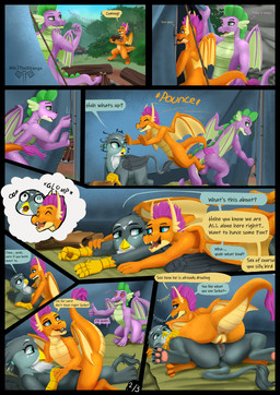 anthro anus bag beak beckoning belly belly_to_belly bisexual black_border blue_tent border butt butt_focus camp campfire camping camping_tent cat_tail claws clitoral clitoral_rubbing comic_panel curious detailed_background dialogue dirt dragon_tail entering_room eye_contact eyes_closed facial_horn feathered_wings feathers female female/female feral floor fluffy fluffy_chest fluffy_tail folded_wings forest fur genitals gesture giggle giggling glomp glomp_(sound_effect) grass green_belly green_body green_scales grey_body group hair hand_gesture hand_on_chest hand_on_ground happy happy_sex heart_eyes heart_symbol holding_object horn interspecies inviting kneeling laugh laying_on_top legs_around_partner legs_around_waist lighter_belly log looking_at_another looking_back lying male male/female membrane_(anatomy) membranous_wings motion_lines mouth_closed nose_horn nude on_back on_front on_top on_top_of_another oof open_mouth orange_body page_number pawpads paws plant ponytail pounce pouncing_on_another purple_body river rock rock_wall running scales sex shrub sky sleeping_bag smile smiling_at_another smirk smirking_at_partner snout speech_bubble spread_legs spread_wings spreading surprise surprised_expression tail tent text thumbs_up tree tribadism trio under_foot underfoot vaginal vulva walking wave wings wood yellow_belly yellow_body yellow_scales zipper zipper_down mik3thestrange friendship_is_magic hasbro my_little_pony mythology gabby_(mlp) smolder_(mlp) spike_(mlp) avian dragon gryphon mythological_avian mythological_creature mythological_scalie scalie 2024 colored comic detailed english_text hi_res signature
