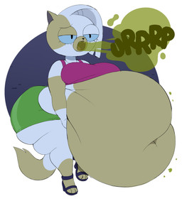 anthro anthrofied belly big_belly big_butt burping butt female fur huge_belly obese obese_female orange_body orange_fur overweight overweight_female solo thick_thighs weight_gain white_body white_fur spaghettiz adventure_time cartoon_network cake_the_cat domestic_cat felid feline felis mammal absurd_res hi_res