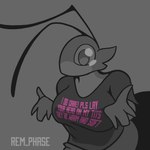 antennae_(anatomy) anthro breasts clothed clothed_anthro clothed_female clothing female looking_at_viewer medium_breasts shirt solo t-shirt text text_on_clothing text_on_shirt text_on_topwear topwear rem_phase n-2_(rem_phase) arthropod bee hymenopteran insect 1:1 2024 absurd_res hi_res