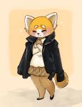 anthro clothing daww female simple_background solo vongulli aggretsuko sanrio retsuko ailurid mammal red_panda 2018 digital_media_(artwork)