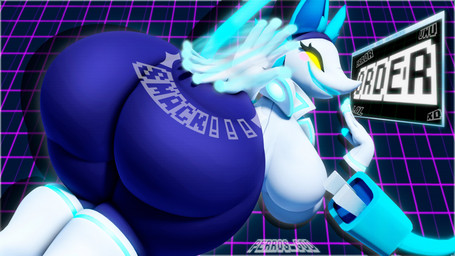 anthro big_breasts big_butt breasts butt butt_slap cord_tail female huge_butt looking_at_viewer looking_back looking_back_at_viewer machine motion_blur motion_lines pop-up slap smack_(sound_effect) smacking_ass solo teasing teasing_viewer thick_thighs cindablimp perros_god cryptiacurves_(modeler) deltarune undertale_(series) tasque_manager android darkner domestic_cat felid feline felis mammal robot 16:9 3d_(artwork) 4k absurd_res digital_media_(artwork) hi_res widescreen