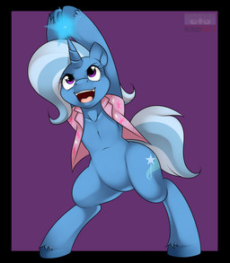 2013 blue_hair clothing cutie_mark equine female friendship_is_magic glowing hair horn horse kloudmutt magic mammal my_little_pony pony purple_eyes shirt solo sparkles standing star trixie_(mlp) two_tone_hair unicorn white_hair
Rating: Safe
Score: 17
User: 2DUK
Date: December 21, 2013