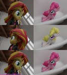 anthro bathtub big_head blue_eyes female pink_eyes pre-g4 wings extremespeedslowpoke equestria_girls friendship_is_magic hasbro mlp_g1 my_little_pony my_little_pony_'n_friends mythology pinkie_pie_(mlp) sunset_shimmer_(eg) surprise_(pre-g4) earth_pony equid equine horse human mammal mythological_creature mythological_equine pegasus pony 3d_(artwork) absurd_res digital_media_(artwork) hi_res