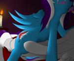 bed bodily_fluids candle cutie_mark dark duo female feral fur furniture hooves male male/female on_top saliva tongue wings hoi~poi hasbro my_little_pony fan_character equid mammal absurd_res hi_res