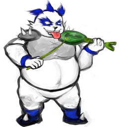 anthro armor bamboo blue_body blue_fur boots bottomless bowed_string_instrument cheek_tuft clothed clothing facial_markings facial_tuft footwear fur head_markings holding_object male markings musical_instrument overweight overweight_male pauldron sharp_teeth shoes simple_background solo spiked_boots spiked_clothing spiked_footwear spikes standing string_instrument teeth tongue tongue_out tuft violin white_background white_body white_fur nareo bemani konami pop'n_music pandeth_(pop'n_music) bear giant_panda mammal 2018