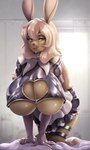 anthro breasts butt clothing female latex maid_uniform nipples playful solo uniform nastya_tan lagomorph leporid mammal rabbit ears absurd_res hi_res
