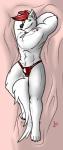 abs anthro bulge clothing dakimakura fur hair jewelry looking_at_viewer lying male muscular muscular_anthro muscular_male necklace on_back red_clothing red_underwear smile solo thong underwear kotetsu_rexen canid canine mammal 2016 absurd_res dakimakura_design hi_res