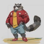 anthro biped bottomwear brown_body brown_fur clothing fur male overweight overweight_anthro overweight_male shirt shorts solo topwear cyanroll kuon_(cyanroll) canid canine mammal raccoon_dog tanuki 2021