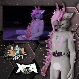 3d_avatar antlers belly_mouth crystal crystal_limb fur grey_body grey_fur horn markings open_mouth pink_eyes pink_markings stomach_maw white_body white_fur xca zgf_art mythology vrchat deer dragon hybrid mammal mythological_creature mythological_scalie scalie 1:1 2025 3d_(artwork) 3d_model_showcase digital_media_(artwork) hi_res