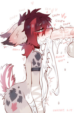 ambiguous_gender ambiguous_penetrated animal_genitalia animal_penis anthro anthro_on_anthro anthro_penetrated anthro_penetrating anthro_penetrating_ambiguous anthro_penetrating_anthro balls biped blue_eyes bodily_fluids cum cum_in_mouth cum_inflation cum_inside drinking drinking_cum duo equine_genitalia equine_penis erection fur genital_fluids genitals grey_body grey_fur hair heart_symbol inflation male male/ambiguous male_penetrating male_penetrating_ambiguous oral oral_penetration penetration penile penile_penetration penis pump_(sound_effect) pupils red_body red_fur red_hair sex shaft_divide sound_effects text vein veiny_penis white_body white_fur swaybat swaybat_(oc) felid feline mammal 2026 artist_name colored detailed digital_drawing_(artwork) digital_media_(artwork) hi_res portrait signature three-quarter_portrait