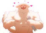 abs anthro bedroom_eyes biceps big_muscles duo first_person_view fluffy fur hand_on_chest hand_on_pecs heart_eyes heart_symbol male muscular muscular_anthro muscular_male narrowed_eyes navel nipples offscreen_character one_eye_closed open_mouth pecs petting seductive simple_background tail tail_motion tailwag tongue tongue_out wrist_grab dona908 canid canine mammal absurd_res hi_res