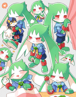 aged_down anthro blue_clothing blue_shirt blue_topwear blush bottomwear clothing eating eyes_closed fur gesture green_body green_fur grin hand_gesture hiding_behind_object holding_object holding_plushie hug hugging_object hugging_plushie kemono looking_at_viewer male open_mouth plushie pouting red_eyes shirt shorts simple_background sleeping smile solo topwear v_sign white_background young young_anthro young_male amber_graygamma bandai_namco klonoa_(series) king_of_sorrow klonoa domestic_cat felid feline felis mammal 2023 absurd_res hi_res japanese_description