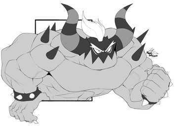 abs biceps bracelet eyebrows hair horn jewelry male muscular muscular_humanoid muscular_male pecs solo spiked_bracelet spikes thick_eyebrows underbite white_hair yongdasom sega sonic_the_hedgehog_(series) the_deadly_six zavok alien alien_humanoid humanoid greyscale hi_res monochrome