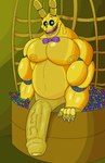 anthro ball_pit big_penis blue_eyes bow_tie foreskin genitals long_ears looking_at_viewer machine male nipples overweight overweight_male penis solo teeth tongue yellow_body nastybluepal five_nights_at_freddy's into_the_pit scottgames spring_bonnie_(fnaf) animatronic lagomorph leporid mammal rabbit robot absurd_res digital_media_(artwork) hi_res microsoft_paint_(artwork) pixel_(artwork)