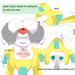 anthro anus blush bodily_fluids butt clitoris cum cum_in_mouth cum_inside female genital_fluids genitals greeting male male/female oral pussy sex spread_legs spread_pussy spreading text text_box urethra francat third-party_edit nintendo pokemon tanabata generation_3_pokemon jirachi legendary_pokemon pokemon_(species) 1:1 absurd_res censor_removal_edit english_text hi_res