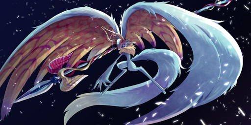 ambiguous_gender antares_(kirby_and_the_forgotten_land) anthro antlers biped black_background black_sclera blue_background chest_tuft colored_nails countershading digitigrade dipstick_tail fighting_pose fingernails fluffy fluffy_tail fur gradient_background head_wings holding_melee_weapon holding_object holding_polearm holding_spear holding_weapon horn huge_wings looking_at_viewer markings melee_weapon mouthless multicolored_body multicolored_eyes multicolored_fur nails neck_tuft orange_body orange_fur pink_eyes polearm pose pupils purple_fingernails purple_nails simple_background solo spear tail tail_markings tan_body tan_fur teal_body teal_eyes teal_fur three-quarter_view tuft unusual_wing_placement weapon wings kusamochi kirby_(series) nintendo fecto_elfilis alien chinchilla chinchillid mammal rodent starling_(kirby) absurd_res digital_drawing_(artwork) digital_media_(artwork) full-length_portrait hi_res japanese_description portrait signature watermark