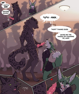 5_fingers animal_genitalia animal_penis anthro anthro_on_anthro balls biped blue_eyes bodily_fluids bottomwear bulge butt candy canine_genitalia canine_penis casual_masturbation casual_sex claws clenched_teeth clothed clothed/nude clothed_anthro clothed_male clothing collar cum cum_in_mouth cum_inside cum_on_clothing cum_on_face cum_on_shirt dessert dialogue duo erection erection_under_skirt exhibitionism eyes_closed feet femboy finger_claws fingers food front_view fur genital_fluids genitals green_body green_eyes green_fur green_tail grey_body grey_fur grey_tail hand_on_own_penis hand_on_penis handpaw holding_candy holding_food holding_lollipop holding_object holding_own_penis holding_penis inside kneeling knot knotted_penis lollipop male male/male markings masturbation nude nude_anthro nude_male one_eye_closed open_mouth open_smile paws penis public public_masturbation public_nudity public_sex sex sheath shirt side_view skirt smile speech_bubble spots spotted_body spotted_fur spotted_markings spotted_tail standing t-shirt tail tail_markings teeth text toe_claws toes tongue topwear ruaidri gale_(ruaidri) canid canine felid fox mammal pantherine 2025 comic digital_media_(artwork) english_text