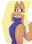 anthro breasts clothed clothing curvy_figure dress eyebrow_piercing eyebrows facial_piercing female fluffy fluffy_ears fluffy_tail fur looking_away orange_body orange_fur piercing simple_background smile solo tail text thick_eyebrows thick_thighs tight_clothing wide_hips cuteyaki15 dreamworks the_bad_guys diane_foxington canid canine fox mammal 2023 absurd_res artist_name hi_res