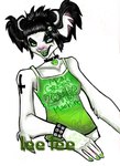 alternative_fashion anthro black_hair blue_eyes clothed clothing female glamfur goth green_eyes hair heterochromia jewelry necklace shirt short_hair solo tank_top topwear leelee_lenox zeriara_(character) lemur mammal primate strepsirrhine low_res