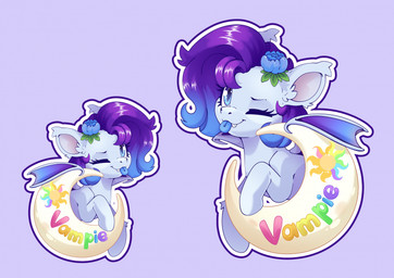 accessory blue_eyes blue_hair crescent_moon eyelashes female feral flower flower_in_hair fur gradient_hair grey_body grey_fur hair hair_accessory hooves mane membrane_(anatomy) membranous_wings moon multicolored_hair one_eye_closed plant purple_background purple_hair rainbow simple_background solo sun text tongue tongue_out wings wink cutepencilcase hasbro my_little_pony fan_character vampie_(vampielp) bat_pony equid mammal vampire 2024 character_badge_(artwork) character_name english_text hi_res shaded