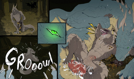anal anal_penetration anthro anthro_on_feral arm_bite balls bestiality black_sclera blue_body blue_scales bodily_fluids bottomwear claws clothing coin cum duo feral genital_fluids genitals glowing glowing_eyes gold_(metal) gold_coin green_pupils growling holding_arm horn horn_jewelry horn_ring jewelry loincloth male male/male male_anthro male_feral penetration penis pupils restrained ring_(jewelry) scales sharp_teeth size_difference slit_pupils snout tail teeth tongue na1su mythology kelda dragon mythological_creature mythological_scalie scalie hi_res