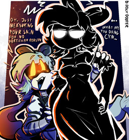 :3 arm_grab bare_shoulders big_breasts black_body black_clothing black_dress black_hair black_sclera blue_tongue blush blush_lines bow_ribbon breasts clothing cute_fangs dress duo earless ellipsis fangs female glowing glowing_eyes grey_body grey_hair hair half-closed_eyes hand_on_shoulder innocent_expression larger_female long_hair machine maid_uniform metal metallic_body mouthless narrowed_eyes noseless open_mouth open_smile pigtails screen screen_face segmented_body shadow sharp_teeth silhouette simple_background size_difference smile teeth text tongue twintails_(hairstyle) uniform unimpressed unusual_anatomy white_body white_eyes wide_hips yellow_eyes diddlydooter1 glitch_productions murder_drones cyn_(murder_drones) tessa_(murder_drones) eldritch_abomination human humanoid mammal robot robot_humanoid shadow_creature worker_drone artist_name digital_drawing_(artwork) digital_media_(artwork) english_text signature