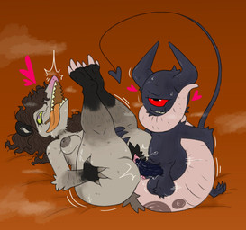 1_eye anthro anthro_penetrated balls breasts brown_hair duo feet female female_penetrated from_front_position fur genitals hair horn interspecies larger_female larger_penetrated legs_up lying male male/female male_penetrating male_penetrating_female musk nude on_back penetration penile penile_penetration penis penis_in_vagina prehensile_tail sex sharp_teeth size_difference smaller_male soles spade_tail tail tail_around_partner tail_wrapped_around teeth thick_tail thick_thighs tongue tongue_out vaginal vaginal_penetration vulva wide_hips nylonhellhole krylon_(nylonhellhole) american_opossum demon imp mammal marsupial 2022 hi_res