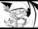 alternative_fashion bonnet claws clothing female grin hair headgear headwear j-fashion lolita_(fashion) membrane_(anatomy) membranous_wings mob_cap not_furry ribbons short_hair smile solo wings space_zin touhou remilia_scarlet humanoid vampire greyscale monochrome sketch