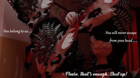 anthro hair looking_at_viewer male solo text pokrik mythology pokrik_(pokrik_hellhound) canid canid_demon canine demon hellhound mammal mythological_canine mythological_creature rexouium 16:9 3d_(artwork) blender_(artwork) digital_media_(artwork) english_text hi_res widescreen