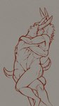 anthro cowgirl_position cuddling duo female from_front_position holding_partner hug male male/female nude on_bottom on_top sex tren hare lagomorph leporid mammal 4k 9:16 absurd_res hi_res sketch