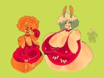 afro anime_nosebleed anthro armwear big_breasts big_butt blood blush bodily_fluids breasts butt clothing dress duo elbow_gloves female fluffy fluffy_hair fur gloves hair handwear huge_breasts huge_thighs nosebleed orange_body orange_fur overweight overweight_female red_clothing red_dress red_eyes sharp_teeth slightly_chubby teeth thick_thighs tight_clothing tight_dress white_body white_fur eldiipiid marina_gray_(eldiipiid) sabrina_(eldiipiid) canid canine canis domestic_dog herding_dog lagomorph leporid mammal pastoral_dog rabbit welsh_corgi absurd_res hi_res