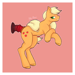 accessory anal anal_penetration animal_dildo animal_sex_toy anus blonde_hair blush blush_lines butt cutie_mark dildo dildo_in_ass dildo_insertion equine_dildo female feral fur green_eyes hair hair_accessory hair_tie half-closed_eyes hooves masturbation medial_ring narrowed_eyes object_in_ass orange_body orange_fur penetration sex_toy sex_toy_in_ass sex_toy_insertion simple_background smile solo suction_cup_dildo teeth starpeeen friendship_is_magic hasbro my_little_pony applejack_(mlp) earth_pony equid equine horse mammal pony 1:1 digital_media_(artwork) hi_res