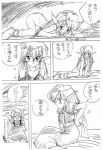 black_and_white blush clothing comic dress duo elf female humanoid humanoid_pointy_ears japanese_text monochrome pen_(artwork) sega shining_(sega) shining_force simone_(shining) simple_background text traditional_media_(artwork) translation_request unknown_artist white_background