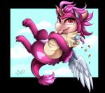 feathered_wings feathers fur hair horn purple_body purple_fur purple_hair red_eyes solo white_body white_feathers wings pridark awesomenauts nibbs hybrid alpha_channel hi_res