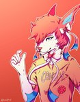 anthro clothed clothing femboy fur hair male mouth_closed pink_ears pink_hair pink_nose shirt short_hair solo t-shirt topwear white_body white_fur yellow_clothing yellow_shirt yellow_t-shirt yellow_topwear lionfloof nintendo pokemon eeveelution generation_6_pokemon pokemon_(species) sylveon bust_portrait hi_res portrait