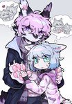 anthro clothed clothing duo female hair jacket kemono nervous pawpads pink_hair pink_nose pink_pawpads purple_eyes scarf teal_eyes topwear zhang_gun ah_xin_(zhang_gun) xiaohen_(zhang_gun) felid mammal pantherine snow_leopard 2023 hi_res