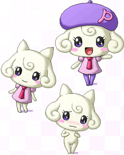 accessory anthro big_eyes blush clothing dress female gesture hat headgear headwear legwear looking_at_viewer necktie nervous nude open_mouth purple_eyes simple_background solo stockings toony waving white_background isu tamagotchi pianitchi tamagotchi_(species) 4:5 aliasing digital_media_(artwork) low_res oekaki