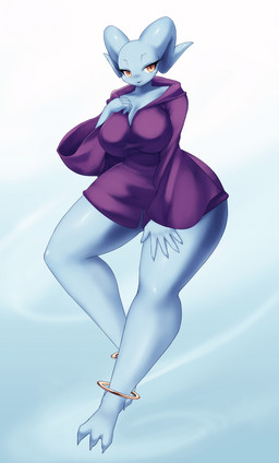 anklet anthro anthrofied big_breasts breasts clothed clothing eyelashes female jewelry looking_at_viewer solo sweater thick_thighs topwear wide_hips yellow_eyes mrsk ghost spirit hi_res