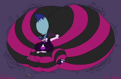 anthro big_breasts big_butt big_clitoris big_vulva black_bottomwear black_clothing black_leggings black_legwear black_pants blue_body blue_ears blue_hair blue_inner_ear_fluff blue_tail blue_tail_tip bottomwear breasts butt butt_expansion butt_squish camel_toe claws clitoris clitoris_expansion clothing dipstick_tail expansion female genital_expansion genitals hair hand_on_butt hand_on_own_butt hand_on_vulva huge_breasts huge_butt huge_clitoris huge_thighs hyper hyper_breasts hyper_butt hyper_clitoris hyper_genitalia hyper_inflation hyper_vulva immobile inflation inner_ear_fluff insane laugh leggings legwear looking_at_butt looking_at_own_butt looking_back looking_back_at_self magic_inflation maniacal_laughing markings motion_lines multicolored_body navel onomatopoeia open_mouth open_smile pants pattern_bottomwear pattern_clothing pattern_leggings pattern_legwear pattern_pants pawpads pink_body pink_bottomwear pink_clothing pink_leggings pink_pants pink_pawpads pink_tongue potion potion_bottle purple_background purple_clothing purple_shirt purple_topwear pussy_squish red_eyes red_mouth sharp_teeth shirt simple_background sitting smile solo sound_effects squish swelling tail tail_markings teeth text thick_thighs tight_clothing tongue topwear tuft two_tone_body vulva vulva_expansion beeblimp reathe third-party_edit faye_(reathe) canid canine fox mammal 2025 artist_name color_edit colored digital_media_(artwork) flat_colors hi_res portrait three-quarter_portrait