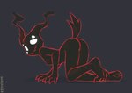 3_toes 4_fingers all_fours anthro black_body breasts butt feet female fingers looking_at_viewer looking_back looking_back_at_viewer nipples no_irises nude nude_anthro nude_female pokemorph simple_background solo tail toes sealer4258 nintendo pokemon mimi_(sealer4258) generation_7_pokemon mimikyu pokemon_(species) 2024 hi_res