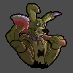 anthro axe bow_tie chest_fur clenched_teeth creepy_smile fluffy fluffy_chest fur glowing glowing_eyes green_body green_fur grin holding_object joints long_ears looking_at_viewer machine male robotic robotic_arm rust scar scared smile solo stain teeth white_eyes luhrak five_nights_at_freddy's five_nights_at_freddy's_3 scottgames springtrap_(fnaf) animatronic humanoid lagomorph leporid mammal rabbit robot robot_humanoid 1:1 2023 absurd_res bust_portrait cel_shading digital_media_(artwork) hi_res portrait shaded